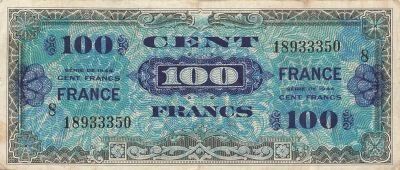 Frankreich 100 Francs - Allied Military Currency - 1945 - Serial 8