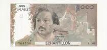 Frankreich 100 Francs - Balzac 1980 - Proof recto verso with watermark, signature, serial L.001 - Echantillon -