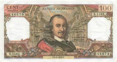 Frankreich 100 Francs - Corneille - 02-02-1978 - Serial S.1165