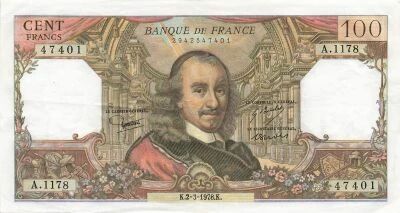 Frankreich 100 Francs - Corneille - 02-03-1978 - Serial A.1178