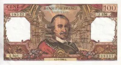 Frankreich 100 Francs - Corneille - 02-05-1968 - Serial J.336 - P.149