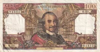 Frankreich 100 Francs - Corneille - 02-07-1964 - Serial K.23 - P.149