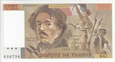 Frankreich 100 Francs - Delacroix  - 1983 - Serial W.64