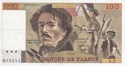 Frankreich 100 Francs - Delacroix - 1978 - Serial K.2 - P.154