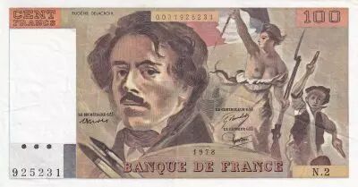 Frankreich 100 Francs - Delacroix - 1978 - Serial N.2 - P.154