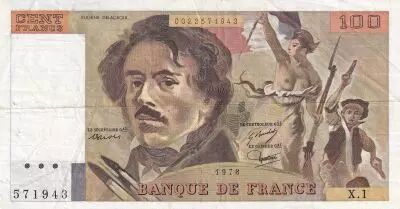 Frankreich 100 Francs - Delacroix - 1978 - Serial X.1 - P.154