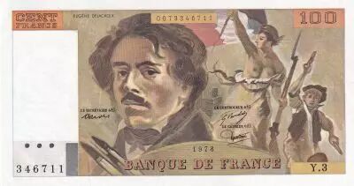 Frankreich 100 Francs - Delacroix - 1978 - Serial Y.3 - P.154
