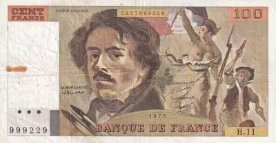 Frankreich 100 Francs - Delacroix - 1979 - Serial H.11