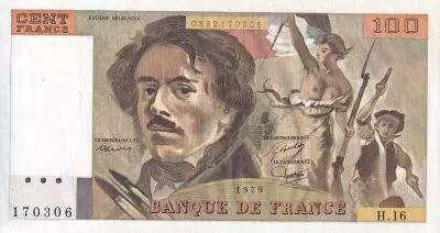 Frankreich 100 Francs - Delacroix - 1979 - Serial H.16 - P.154