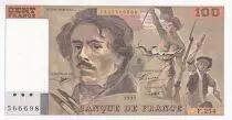 Frankreich 100 Francs - Delacroix - 1993 - Serial F.254 - P.154
