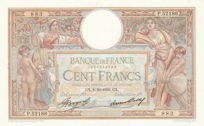 Frankreich 100 Francs - Luc Olivier Merson - 08-10-1936 - Serial P.52186 - P.69