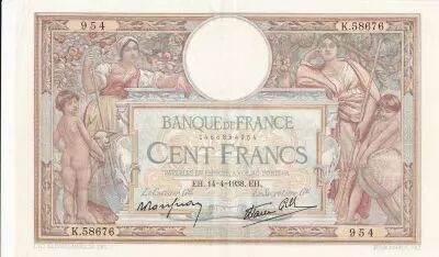 Frankreich 100 Francs - Luc Olivier Merson - 14-04-1938 - Serial K.58676