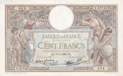 Frankreich 100 Francs - Luc Olivier Merson - 17-02-1938 - Serial V.57743 - P.69