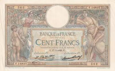 Frankreich 100 Francs - Luc Olivier Merson - 17-07-1926 - Serial F.14825