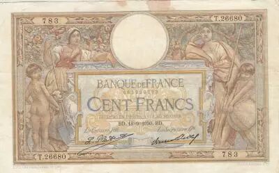 Frankreich 100 Francs - Luc Olivier Merson - 18-09-1930 - Serial T.26680