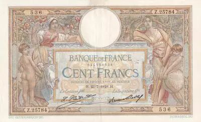 Frankreich 100 Francs - Luc Olivier Merson - 23-07-1929 - Serial Z.25784 - P.69