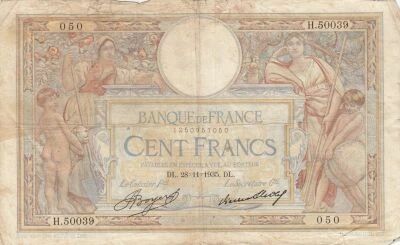 Frankreich 100 Francs - Luc Olivier Merson - 28-11-1935 - Series H.50039