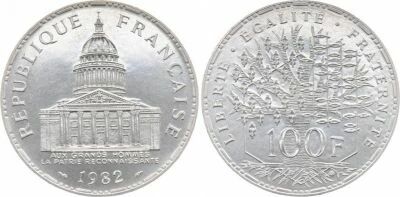 Frankreich 100 Francs - Panth�on - 1982 - Silver