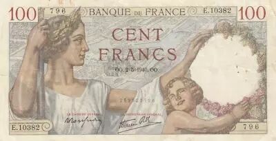 Frankreich 100 francs - Sully - 02-05-1940 - Serial E.10382