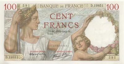 Frankreich 100 Francs - Sully - 13-03-1941 - Serial D.19851