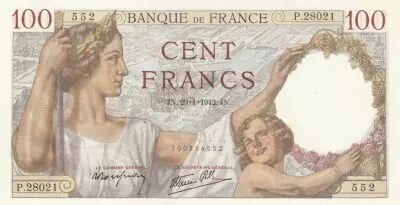 Frankreich 100 Francs - Sully - 29-01-1942 - Serial P.28021