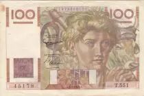 Frankreich 100 Francs - Young Farmer - 06-08-1953 - Serial T.551