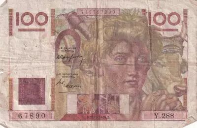Frankreich 100 Francs - Young farmer - 27-01-1949 - Serial Y.288 - F.28.21