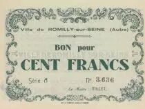 Frankreich 100 Francs, 1940 - WWII - Romilly-sur-Seine Serial A