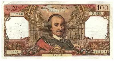 Frankreich 100 Francs Corneille - 01.04.1971 - Serial P.555 - F.65.35