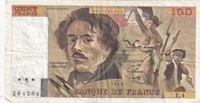 Frankreich 100 Francs Delacroix - 1978 - Serial E.4 - Fay.69.1c