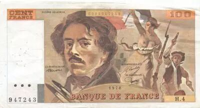 Frankreich 100 Francs Delacroix - 1978 Serial H.4-947243 - Hatched - VF