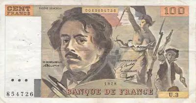 Frankreich 100 Francs Delacroix - 1978 Serial U.3 - F+