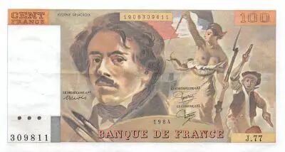 Frankreich 100 Francs Delacroix - 1984 Serial J.77 - XF