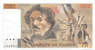 Frankreich 100 Francs Delacroix - 1984 Serial V.77 - XF