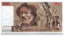 Frankreich 100 Francs Delacroix - 1991 - Serial R.170 - Large watermark - Fay.69bis.03a1a