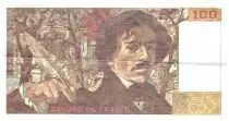 Frankreich 100 Francs Delacroix - 1991 Serial E.170 - Large watermark - VF