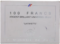Frankreich 100 Francs General La Fayette - 1987 - Silver - Without case and certificate - BU