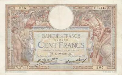 Frankreich 100 Francs LOM - large cartridges - 27-10-1932 - Serial V.37445