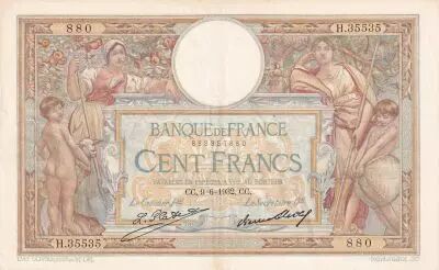 Frankreich 100 Francs Luc Olivier Merson - 09-06-1932 -  Serial H.35535