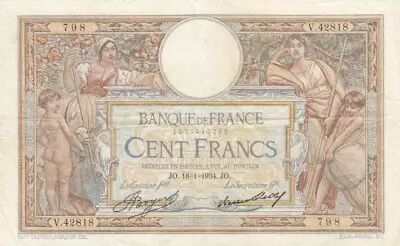 Frankreich 100 Francs Luc Olivier Merson - 18-01-1934-  Serial V.42818