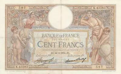 Frankreich 100 Francs Luc Olivier Merson - 22-02-1934-  Serial K.43383
