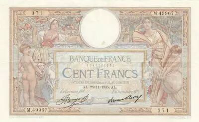 Frankreich 100 Francs Luc Olivier Merson - 28-11-1935 -  Serial M.49967