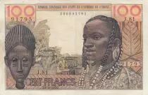 Frankreich 100 Francs mask 1959 - Serial J.81