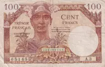 Frankreich 100 Francs Mercury, French Treasury - 1947 - Serial A.3 - VF