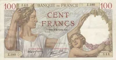 Frankreich 100 Francs Sully - 08-06-1939 - Serial Z.180