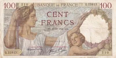 Frankreich 100 Francs Sully - 20-11-1941 - Serial Q.25913