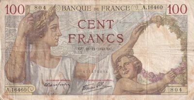 Frankreich 100 Francs Sully - 28-11-1940 - Serial A.16460