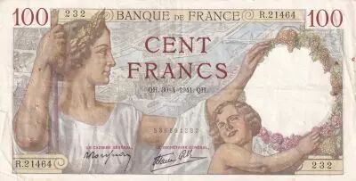 Frankreich 100 Francs Sully - 30-04-1941 - Serial R.21464