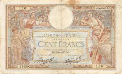 Frankreich 100 Francs Women and childs - 09-09-1937 Serial H.55459 - F