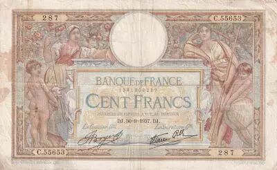 Frankreich 100 Francs Women and childs - 30-09-1937 - Serial C.55653 - F